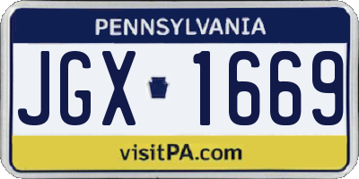 PA license plate JGX1669