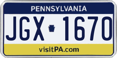 PA license plate JGX1670