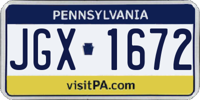 PA license plate JGX1672