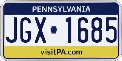 PA license plate JGX1685