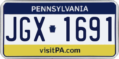 PA license plate JGX1691