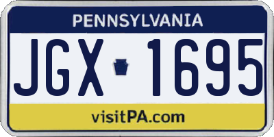 PA license plate JGX1695