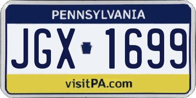 PA license plate JGX1699