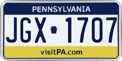 PA license plate JGX1707