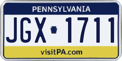 PA license plate JGX1711