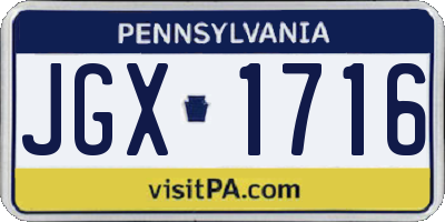 PA license plate JGX1716