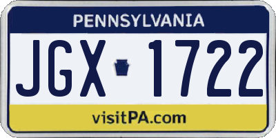 PA license plate JGX1722