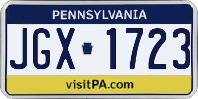 PA license plate JGX1723