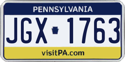 PA license plate JGX1763
