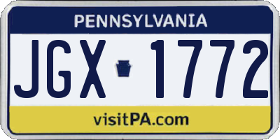 PA license plate JGX1772