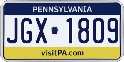 PA license plate JGX1809