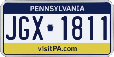 PA license plate JGX1811