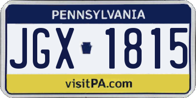PA license plate JGX1815