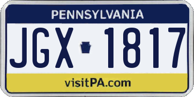 PA license plate JGX1817