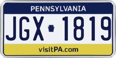 PA license plate JGX1819
