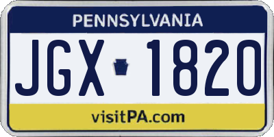 PA license plate JGX1820