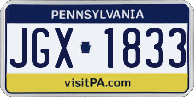 PA license plate JGX1833