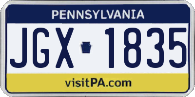 PA license plate JGX1835