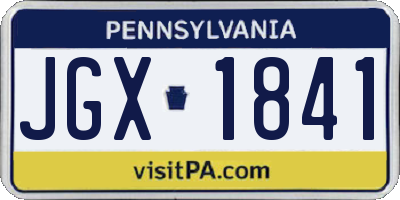 PA license plate JGX1841