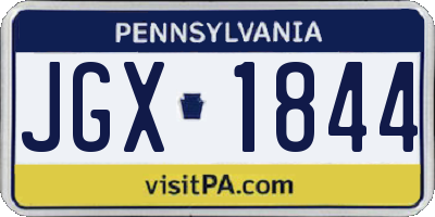 PA license plate JGX1844