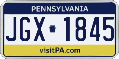 PA license plate JGX1845
