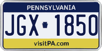 PA license plate JGX1850