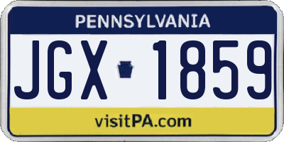 PA license plate JGX1859