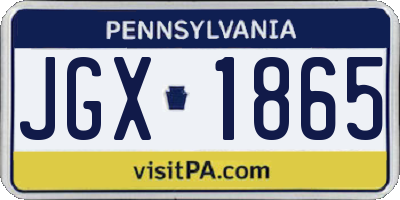 PA license plate JGX1865