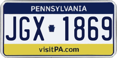 PA license plate JGX1869