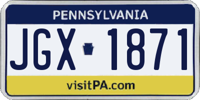 PA license plate JGX1871