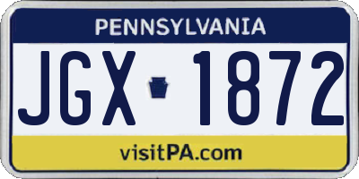 PA license plate JGX1872