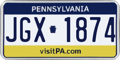 PA license plate JGX1874