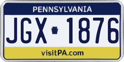 PA license plate JGX1876