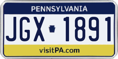 PA license plate JGX1891
