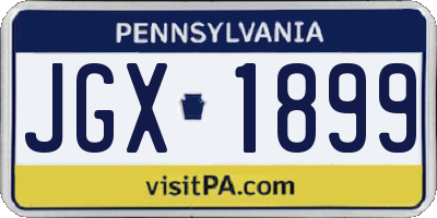 PA license plate JGX1899