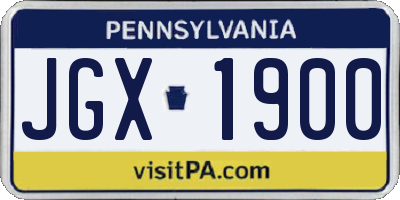 PA license plate JGX1900
