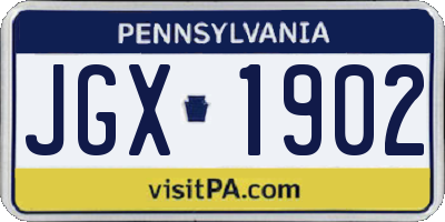 PA license plate JGX1902