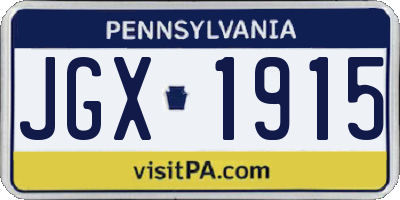 PA license plate JGX1915