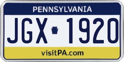 PA license plate JGX1920