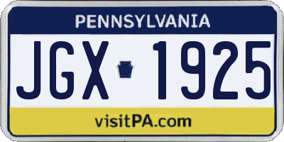PA license plate JGX1925