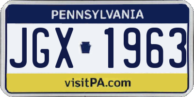 PA license plate JGX1963