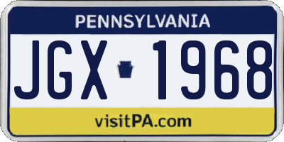 PA license plate JGX1968