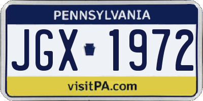 PA license plate JGX1972