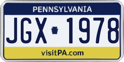 PA license plate JGX1978