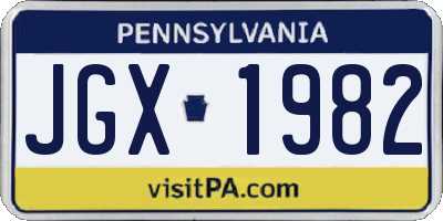 PA license plate JGX1982