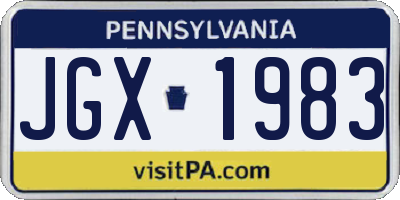 PA license plate JGX1983