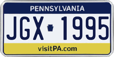 PA license plate JGX1995