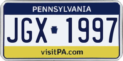 PA license plate JGX1997