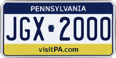 PA license plate JGX2000