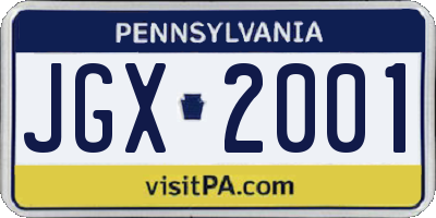 PA license plate JGX2001